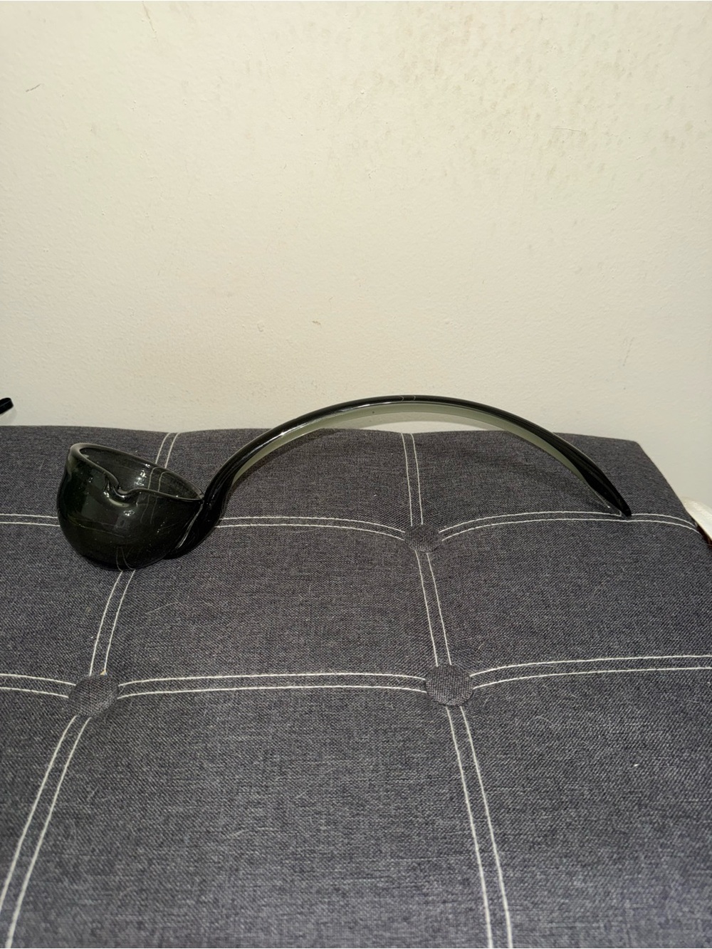 Vintage Smokey Grey  Glass Punch Bowl Ladle 13.5"